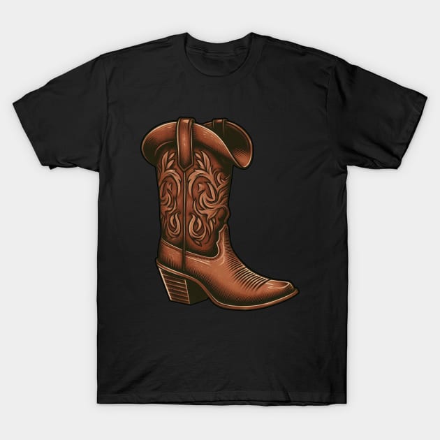 Cowboy boots and hat tattoo T-Shirt by PinScher